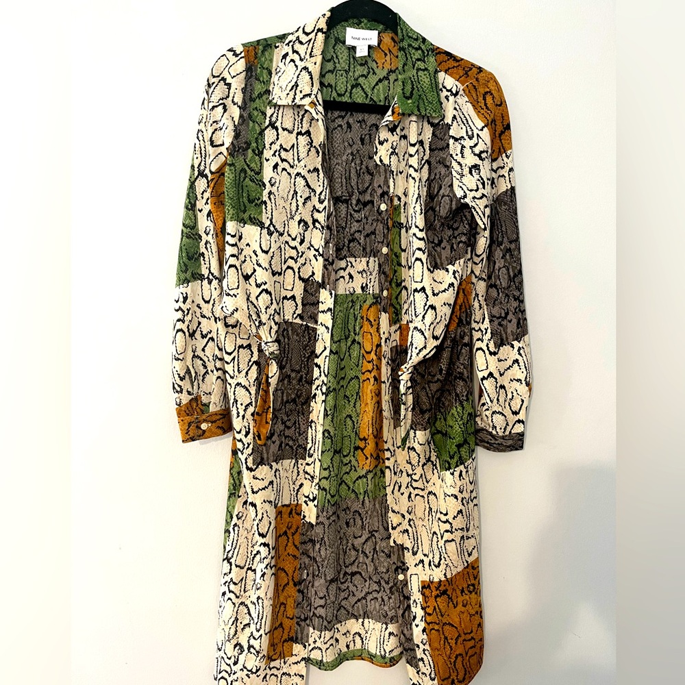 Nine West Snakeprint Midi Length Tunic Dress Size XS‎